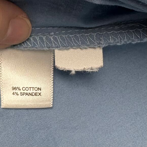 Loft Blue Button Down Blouse, Fitted Stretch Cotton, Size 10 - Picture 6 of 7